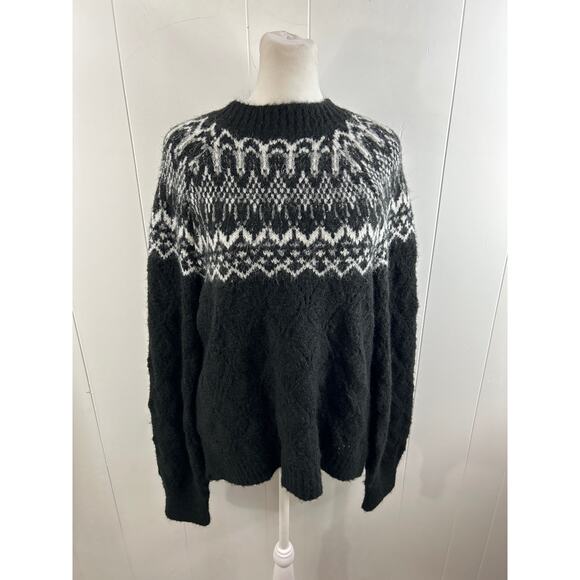 NWOT Wit & Wisdom Fair Isle Pointelle Sweater in Black and White size Large. - Picture 3 of 7